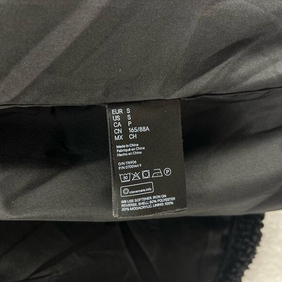 H&M LOGG Jacket Womens S Black Sherpa Fleece Lined Relaxed Fit Furry Casual - Picture 12 of 13